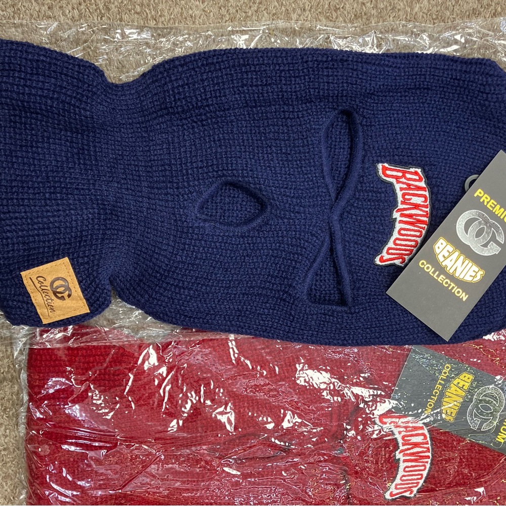 Backwoods Navy and Red Knit Balaclavas